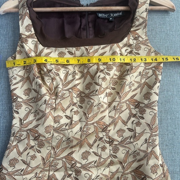 Vintage Betsey Johnson Chocolate Brown Gold Mini Dress - Picture 11 of 13